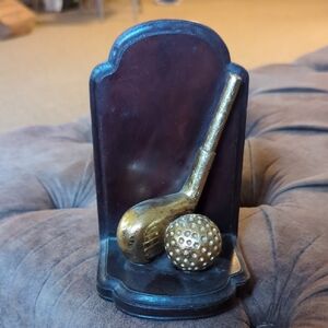Vintage Elegant Gold and Brown Golf Bookend